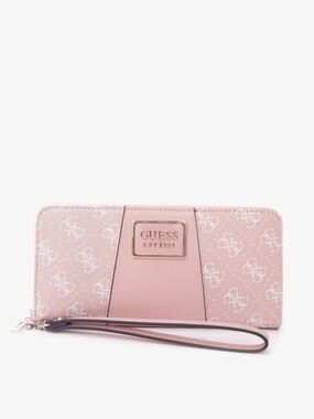 Guess Tyren Blush Pink Logo Zip Wristlet Wallet SLG